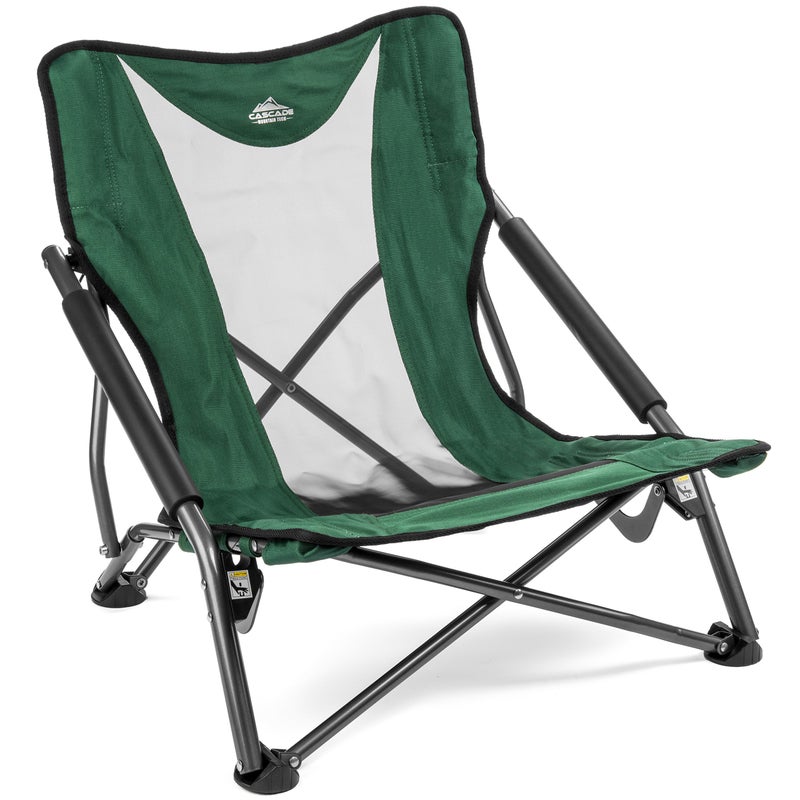 Cascade Mountain Tech Camping Chair - Low Profile Folding Chair for Camping, Beach, Picnic, Barbeques, Sporting Event with Carry Bag, Polyester, Green - Image 1